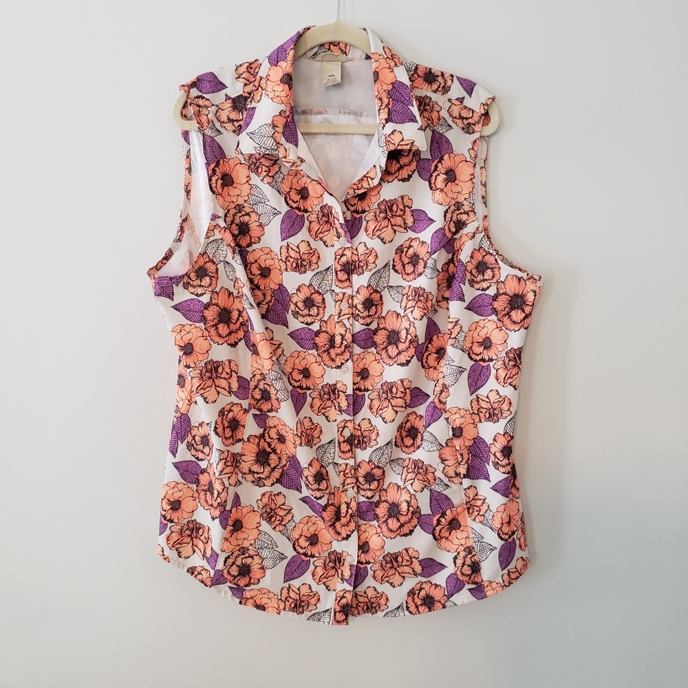 Deluth Womens Sidewinder Printed Gardening Sleeveless Shirt Top XXL Floral UPF